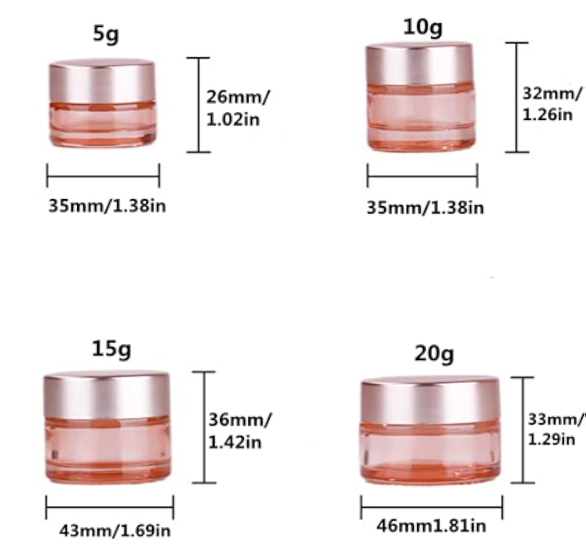 10 Packs 10 Gram Pink Glass Cosmetic Jar Pots